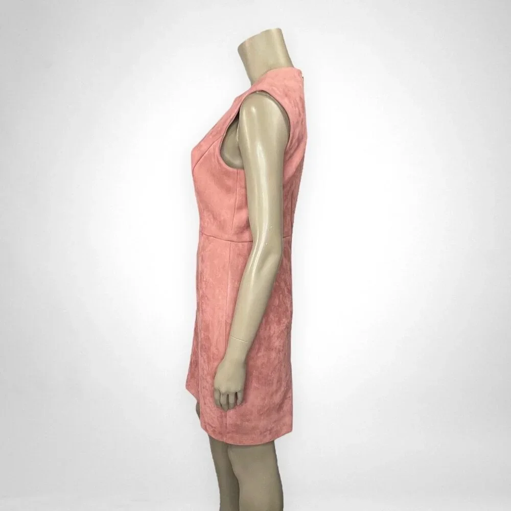 TAHARI‎ 8 Petite Pink Faux Suede Sleeveless Sheath Dress Business Casual